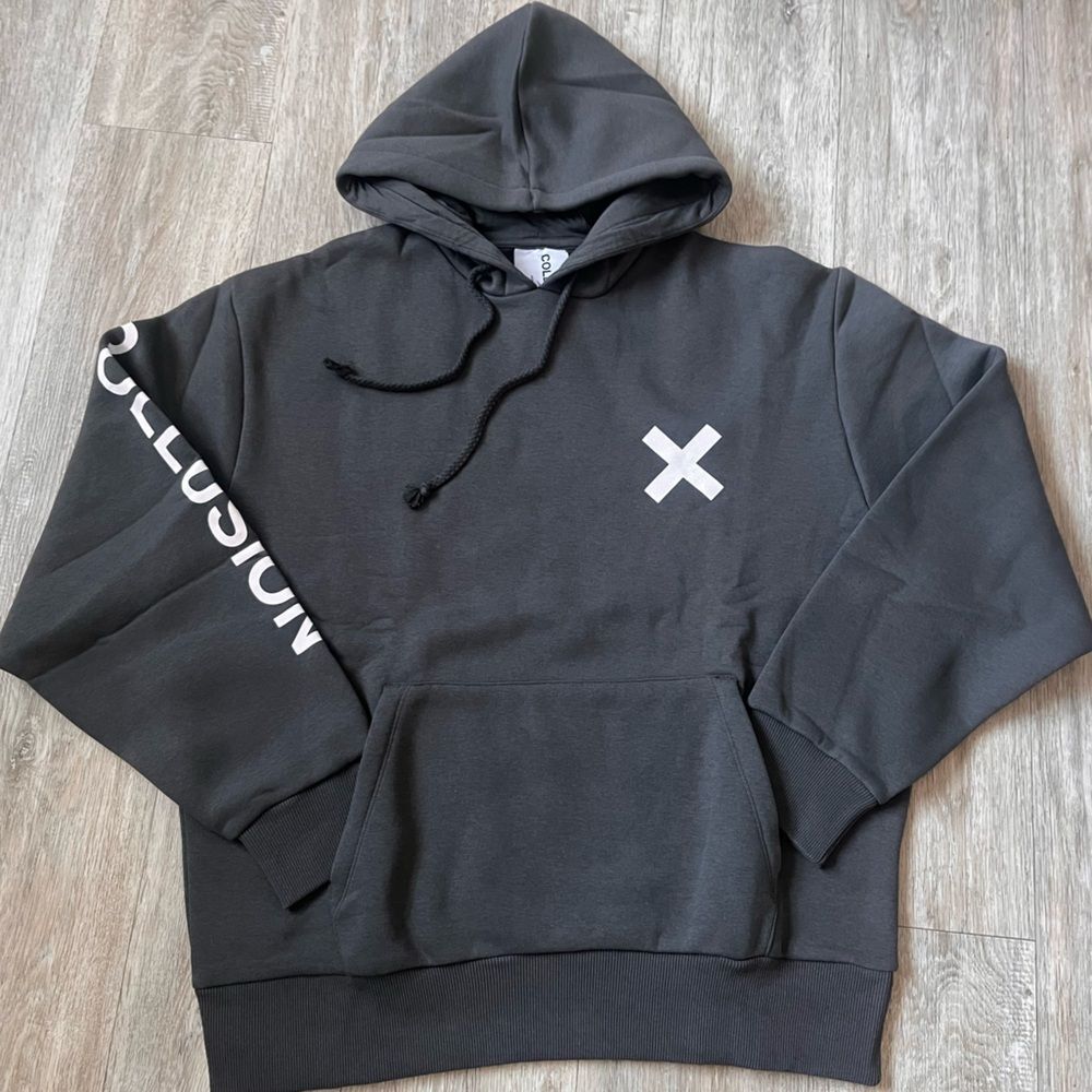 Collusion Men's Coullusion X Sweater Graphic Hoodie Cotton Blend Large
